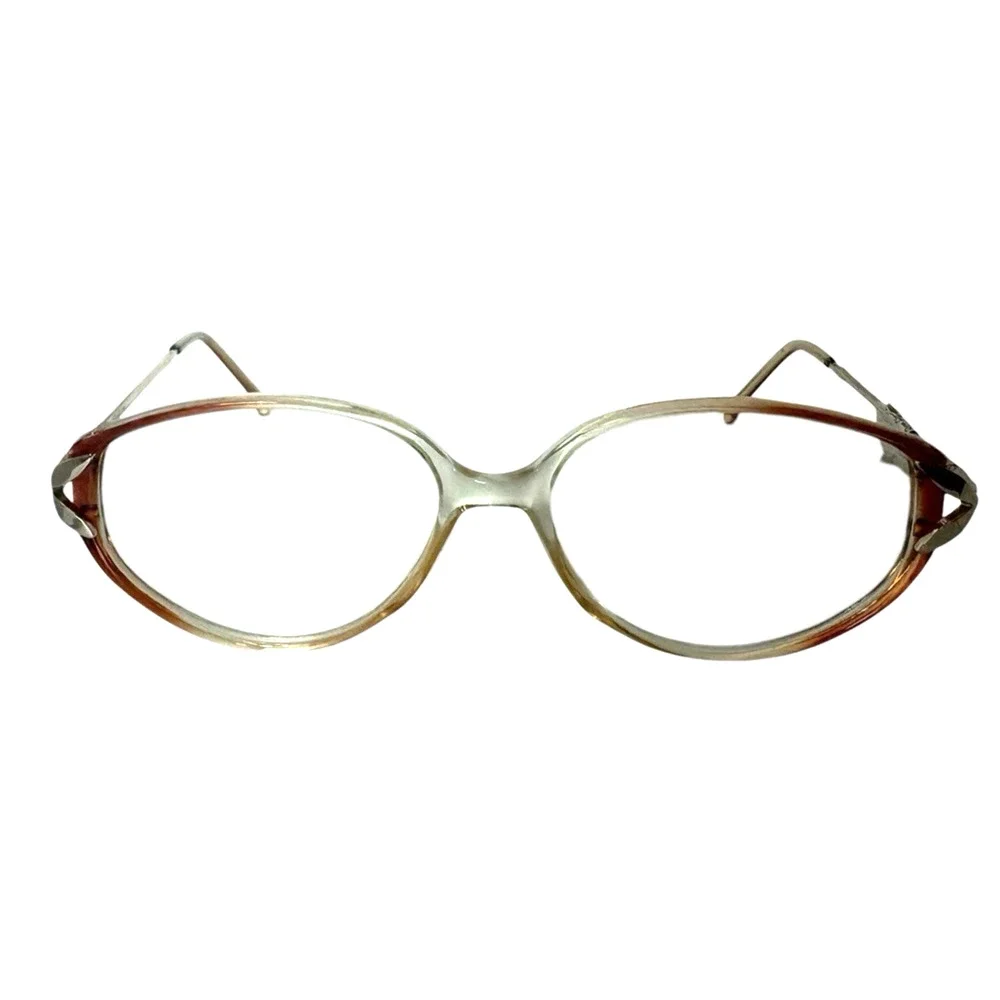 L'AMY DOROTHY VINTAGE EYEGLASSES CLEAR BROWN GOLD OVAL FRAMES 52-17-14